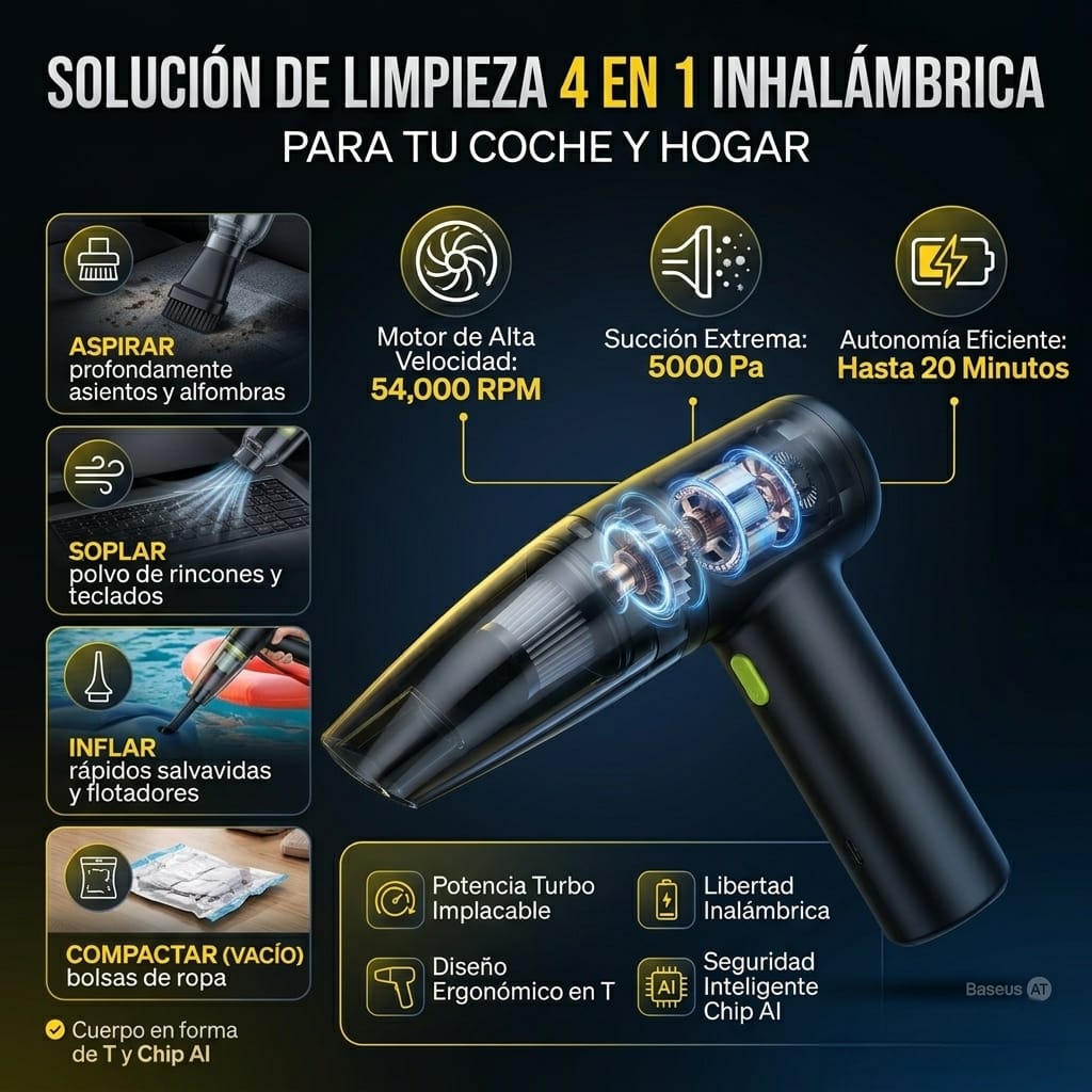 Aspiradora y Sopleteadora Inalámbrica 2 en 1 para Auto