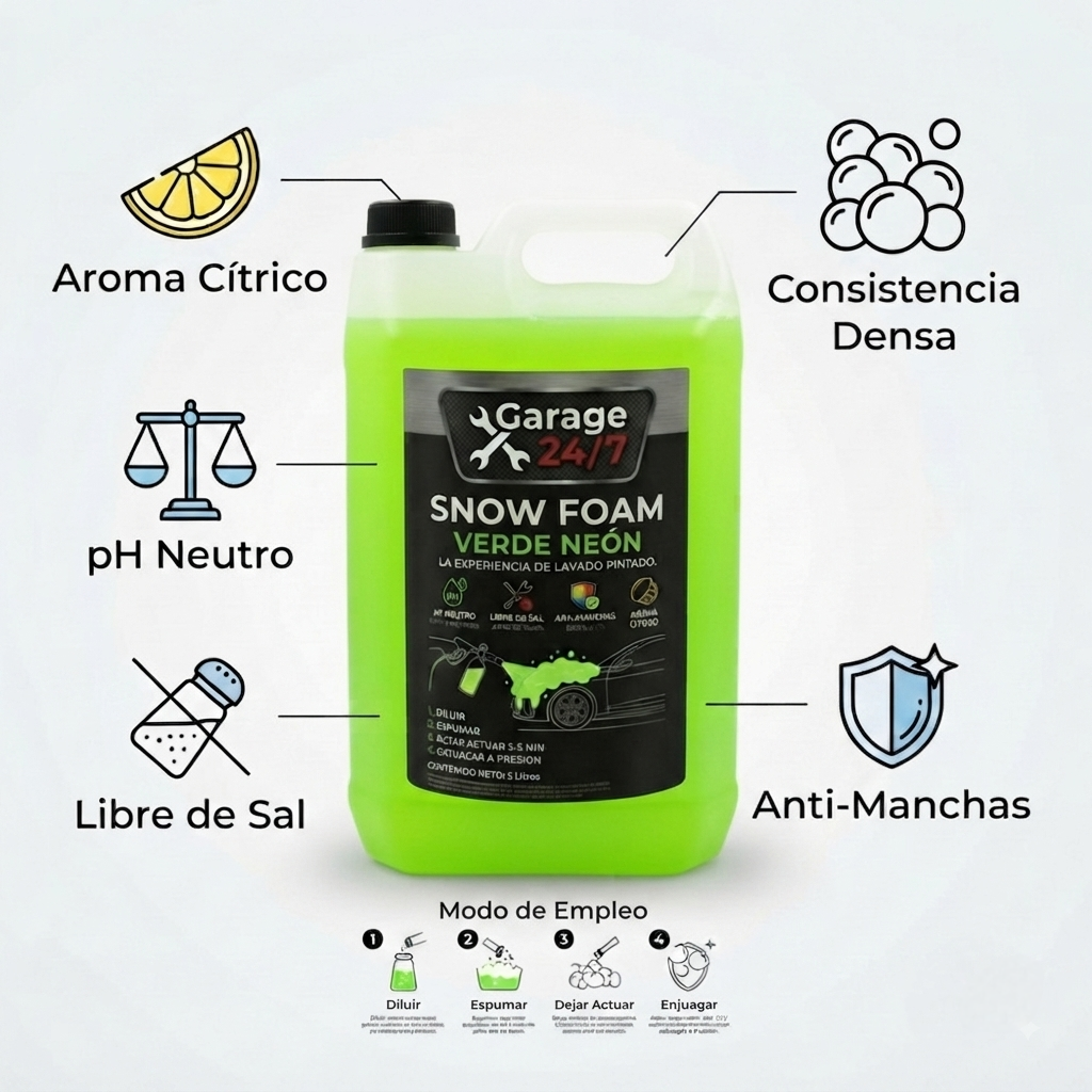 Shampoo Snow Foam Verde Neón para Prelavado