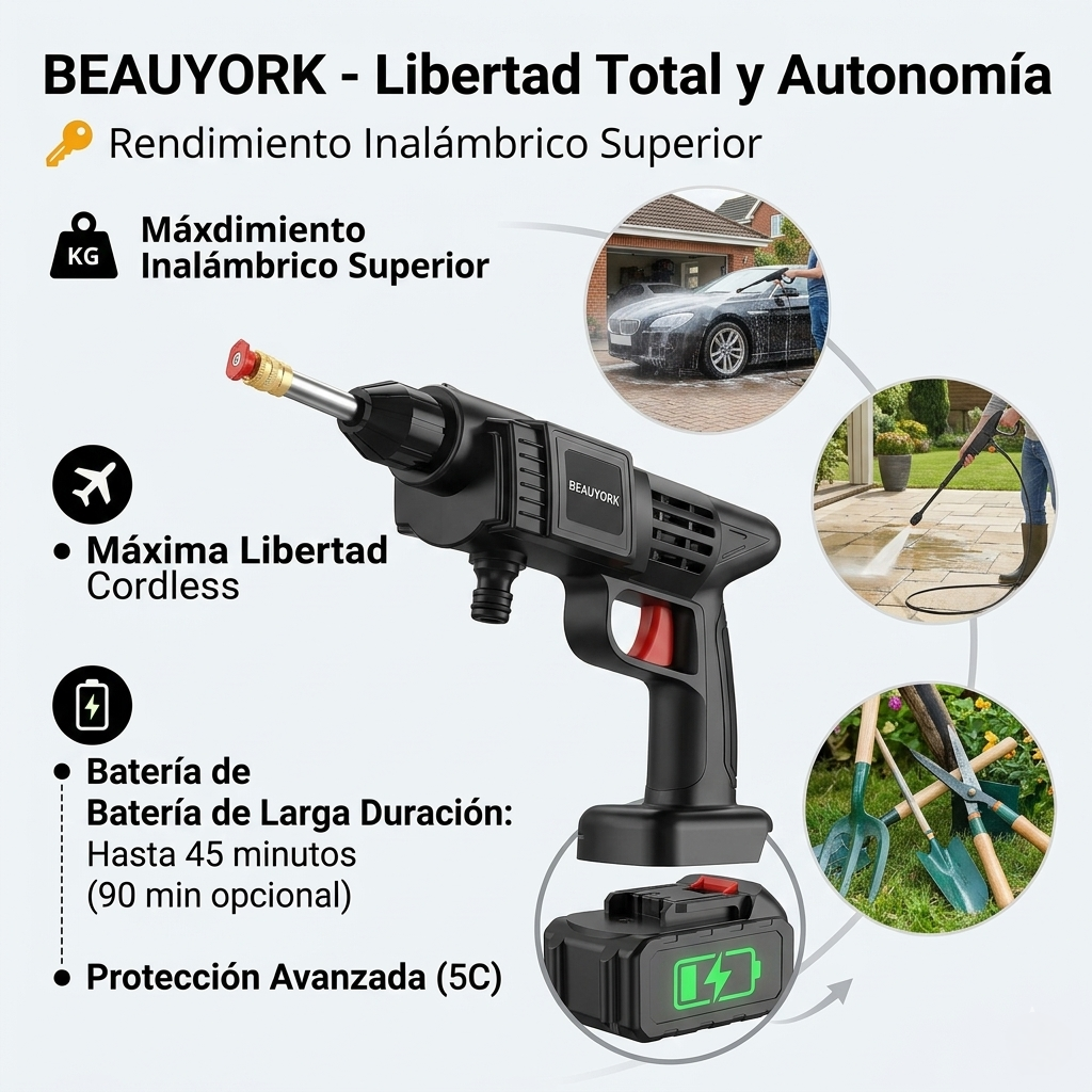Hidrolavadora Inalámbrica (Pistola Lavadora a Presión Eléctrica)
