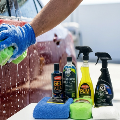 Kit De Limpieza Automotriz 7 Pzs Lavado Llantas Y Rines