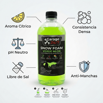 Shampoo Snow Foam Verde Neón para Prelavado - 1 Litro
