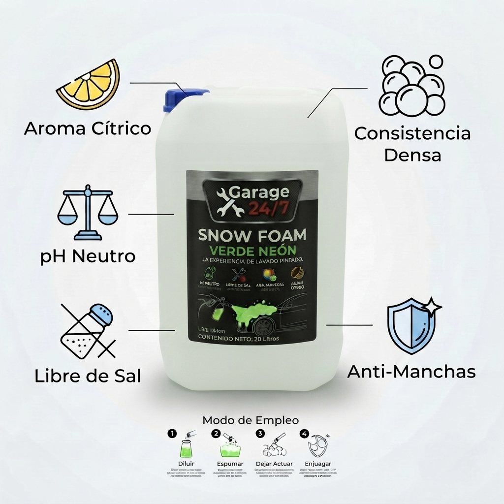 Shampoo Snow Foam Verde Neón para Prelavado