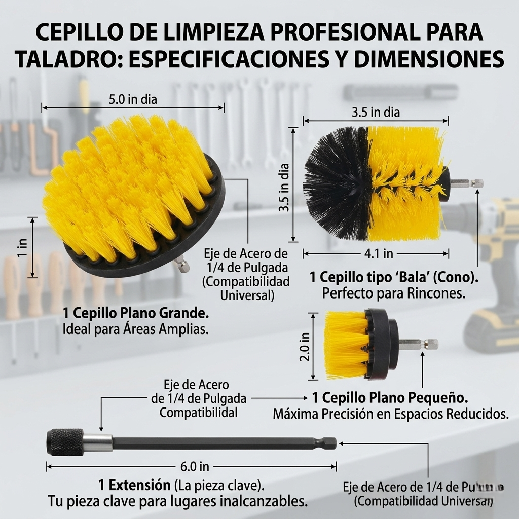 Kit de Cepillos De Limpieza Para Taladro