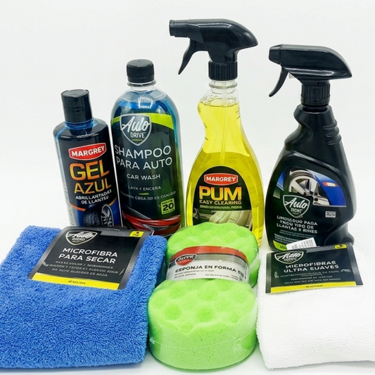 Kit De Limpieza Automotriz 7 Pzs Lavado Llantas Y Rines