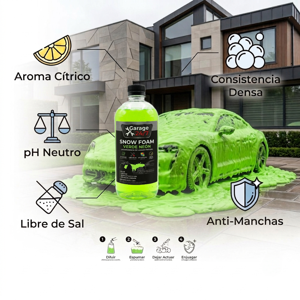 Shampoo Snow Foam Verde Neón para Prelavado - 1 Litro